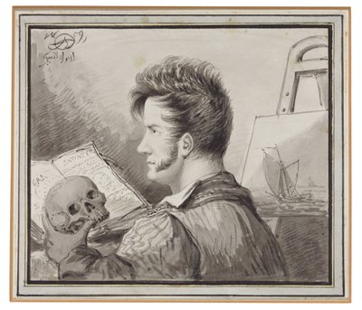 Auto-retrato de jovem com caveira de Alexander Orlowski