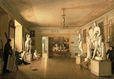 Atelier do artista Alexey Venetsianov (1780-1847) 1827 de Alexander Alexeyevich Alexeyev