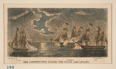 A Constituição Tomando a Cyane e Lavant, uma em uma série de oito de Alexander Anderson
