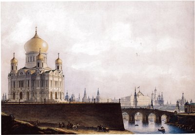 A Catedral de Cristo Salvador, com vista para o Kremlin de Moscou, 1836-1837 de Alexander Andreyevich Thon