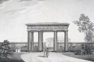 O portão dos Meus Caros Camaradas no Parque Catherine, em Tsarskoye Selo, 1822 de Alexander Andreyevich Thon