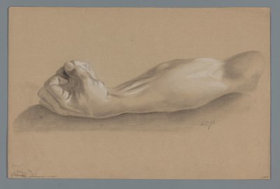 Modelo de gesso de um braço com o punho cerrado de Alexander Cranendoncq