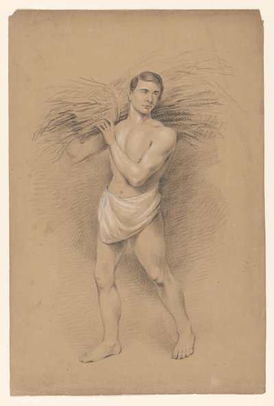 Homem de pé com um feixe de ramos no ombro de Alexander Cranendoncq