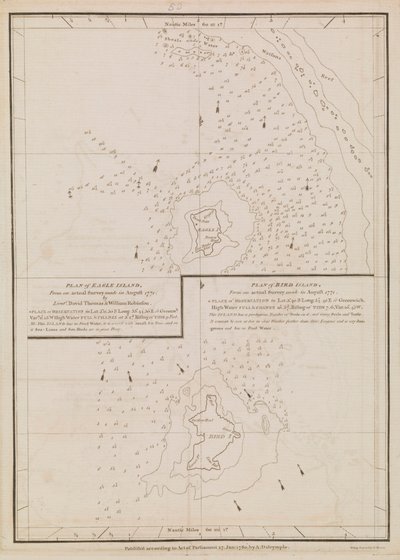 Planta da Ilha da Águia e da Ilha dos Pássaros, finais do século XVIII e princípios do século XIX (papel) de Alexander Dalrymple