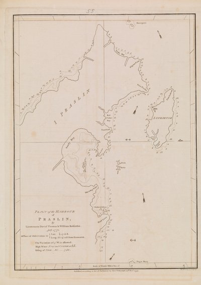 Planta do porto de Praslin, finais do século XVIII e início do século XIX (papel) de Alexander Dalrymple
