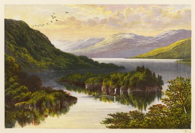 Paisagem de lagos escoceses: Loch Katrine (litografia a cores) de Alexander Francis (after) Lydon