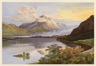 Paisagem de lagos escoceses: Loch Maree (litografia a cores) de Alexander Francis (after) Lydon