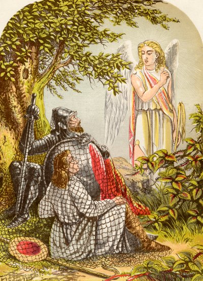 Cristão e Esperançoso Apanhados na Rede, de The Pilgrims Progress, de John Bunyan, publicado em 1880 de Alexander Francis Lydon