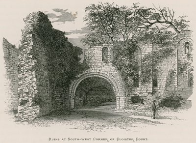 Abadia de Kirkstall, ruínas no canto sudoeste da corte do claustro de Alexander Francis Lydon