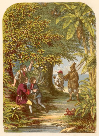 Robinson Crusoe surpreende os três ingleses de Alexander Francis Lydon