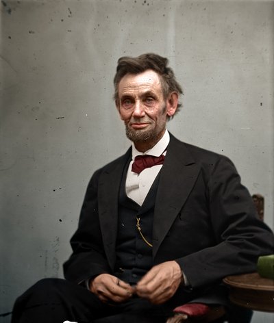 Abraham Lincoln em fevereiro de 1865, colorido de Alexander Gardner