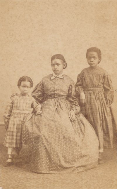Carte-de-visite de uma jovem e dois filhos, 1864 - 1866. de Alexander Gardner