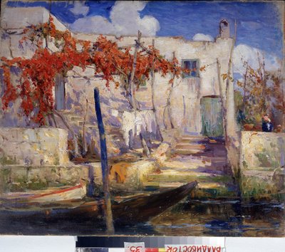 Paisagem. Paisagem. No Sul. Pintura de Alexander Fyodorovich Gaush (1873-1947), óleo sobre tela, arte russa, início do século XX. Primorsk State Art Gallery, Vladivostok (Rússia). de Alexander Gaush