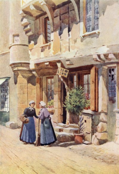 Casas antigas em Chinon (lito a cores) de Alexander Henry Hallam Murray