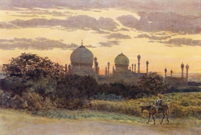 Por do sol atrás do Ibrahim Roza, Bijapur de Alexander Henry Hallam Murray