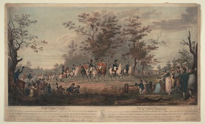 Príncipe Regente, Guilherme III da Prússia, Alexandre I, General Blücher e Hetman Platov revisam tropas de Alexander Ivanovich Sauerweid