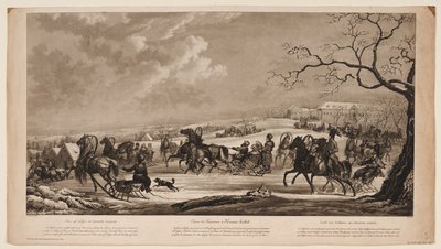 Corrida de trenós na pequena taberna vermelha Krasny Kabachok, 1814 de Alexander Ivanovich Sauerweid
