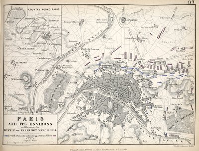 Mapa de Paris e seus arredores, publicado por William Blackwood and Sons, Edinburgh & London de Alexander Keith Johnston