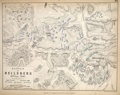 Mapa do Heilsberg, publicado por William Blackwood and Sons, Edimburgo e Londres, 1848 (gravura colorida à mão) de Alexander Keith Johnston