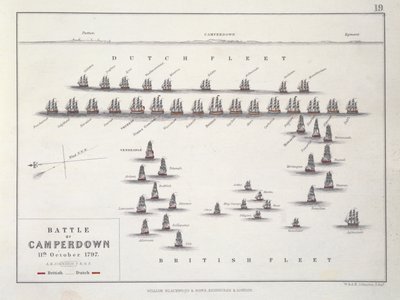Plano da Batalha de Camperdown, 11 de outubro de 1797, c.1830s de Alexander Keith Johnston