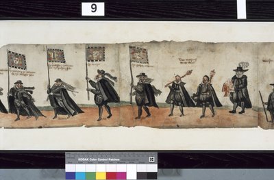 Detalhe de The Huntly Funeral Procession, que teria sido usado para as exéquias de George 1st, Marquês de Huntly de Alexander Kincaid