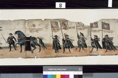 Detalhe de The Huntly Funeral Procession, que teria sido usado para as exéquias de George 1st, Marquês de Huntly de Alexander Kincaid
