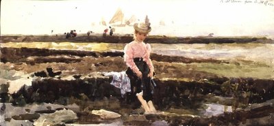 Rapariga jovem a remar (aguarela) de Alexander M. Rossi