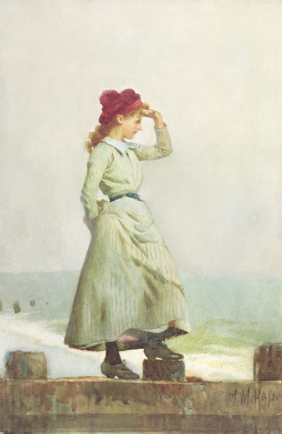 Moça no paredão (aquarela no papel) de Alexander M. Rossi