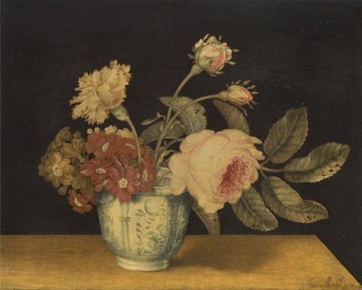 Flores em uma jarra Delft de Alexander Marshal