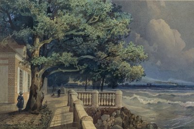 Terraço no Palácio Monplaisir, Peterhof, 1847 de Alexander Matveyevich Dorogov