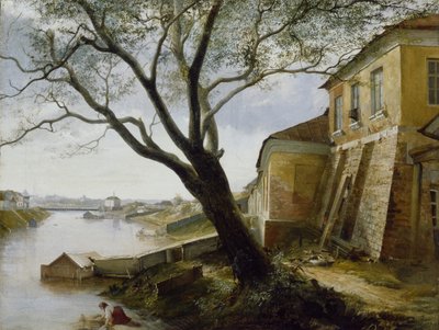 Sobre o rio Yauza em Moscou, 1860 de Alexander Pavlovich Popov