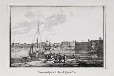 O cais Petrovsky em São Petersburgo, o chamado lutador Gagarinsky Series Views of Saint Petersburg, 1820s de Alexander Pluchart