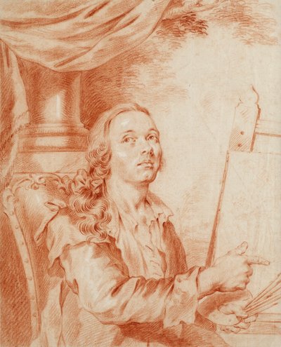 Auto-retrato - Obra de Alexander (Alexander) Roslin (1718-1793), giz vermelho sobre papel de Alexander Roslin