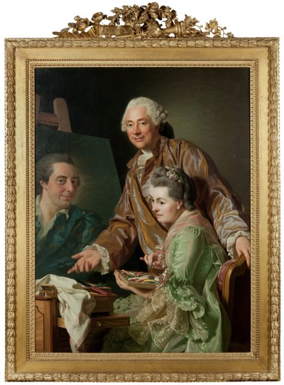 O artista e a sua mulher Marie Suzanne Giroust pintando o retrato de Henrik Wilhelm Peill de Alexander Roslin