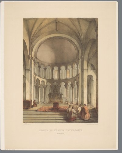Interieur van Onze-Lieve-Vrouwe-Basiliek te Maastricht
Coro da Igreja de Nossa Senhora, Maastricht (título sobre o objecto)
Antigos Monumentos Arquitectónicos do século XI ao século XIII no Limburgo (título da série) de Alexander Schaepkens