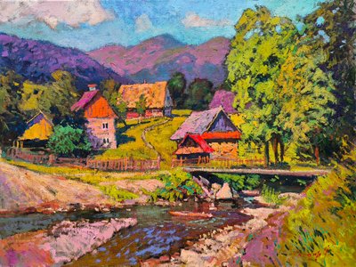 Aldeia de montanha colorida de Alexander Shandor