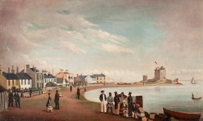 Beach Crescent and Broughty Castle, c.1835 (óleo sobre tela) de Alexander Smith