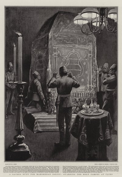 Um dever sagrado para a polícia de Mahomedan, guardando o tapete sagrado no Cairo de Alexander Stuart Boyd