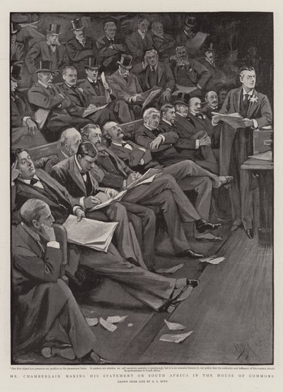 Sr. Chamberlain fazendo sua declaração sobre a África do Sul na Câmara dos Comuns de Alexander Stuart Boyd