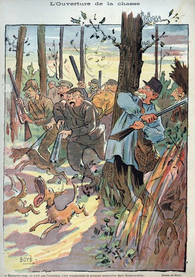 Abertura da Caça - ilustração de Alexander Stuart Boyd (1854-1930) para Laughter n. 45 de 1895 de Alexander Stuart Boyd