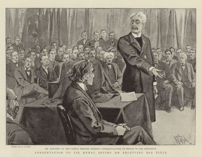 Apresentação a Sir Henry Irving ao receber seu título de Alexander Stuart Boyd