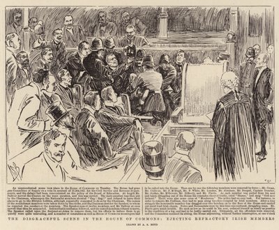 A cena vergonhosa na Câmara dos Comuns, ejetando membros irlandeses refratários de Alexander Stuart Boyd