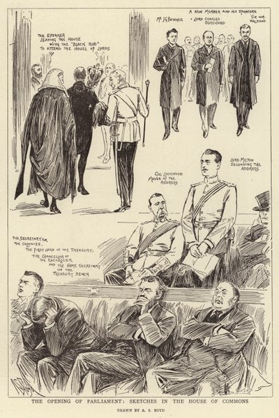 A abertura do Parlamento, esboços na Câmara dos Comuns de Alexander Stuart Boyd