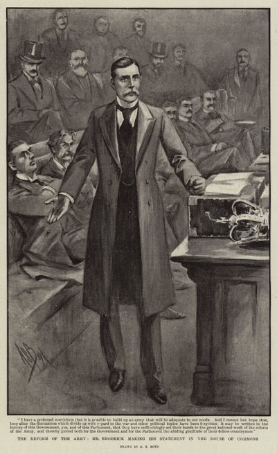 A Reforma do Exército, Sr. Rrodrick fazendo sua declaração na Câmara dos Comuns de Alexander Stuart Boyd