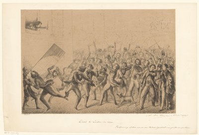 Celebrando estudantes cumprimentam seu ídolo Franz Liszt Liszt em Leiden em 184* (título no objeto) Do Passado (título da série) de Alexander Ver Huell (signed by artist)