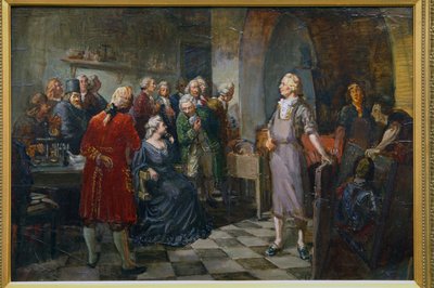Imperatriz Elizabeth da Rússia visitando M.Lomonosov de Alexander Vladimirovich Makovsky