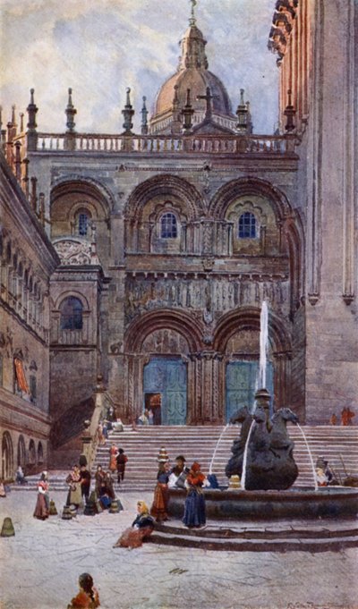 Catedral de Santiago Di Compostela, Porta Sul (cor litho) de Alexander Wallace Rimington