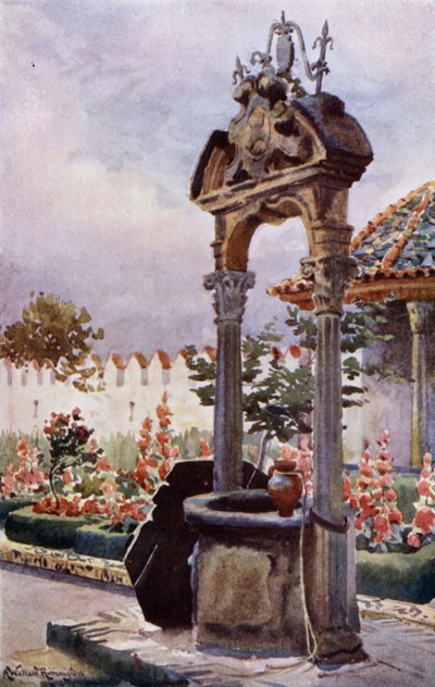 Em um Jardim da Andaluzia (cor litho) de Alexander Wallace Rimington