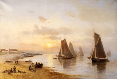 Quando os barcos chegam em casa, Skerries Beach, à noite de Alexander Williams