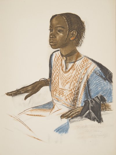 Garota de Bornou (Fort Lamy), de Cartoons and Paintings of Africa, executada durante a expedição Citroen Centre Afrique, segunda missão Haardt Audouin-Dubreuil, pub. Paris, 1927 de Alexander Yakovlev